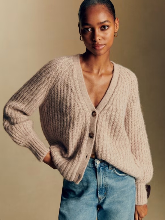 Sezane Sweaters - Sezane Basile Cardigan Light Beige Size Small Alpaca Wool Polyamide